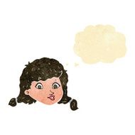 cartoon pretty female face with thought bubble N4
