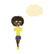 cartoon shocked woman with thought bubble N5