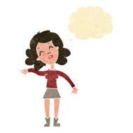 cartoon woman only joking with thought bubble N2