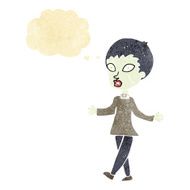 cartoon halloween zombie woman with thought bubble N2