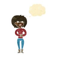 cartoon worried woman with thought bubble N4