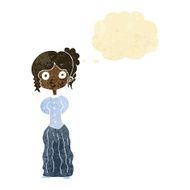cartoon happy woman with thought bubble N15