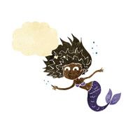 cartoon mermaid with thought bubble