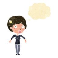 cartoon shocked woman with thought bubble N6