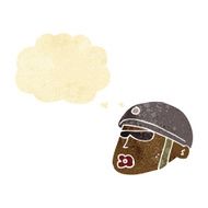 cartoon policeman head with thought bubble