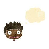 cartoon happy boy with thought bubble N15