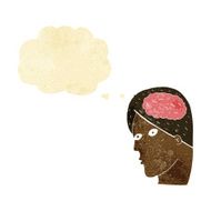cartoon head with brain symbol thought bubble N3