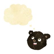cartoon black bear face with thought bubble N3