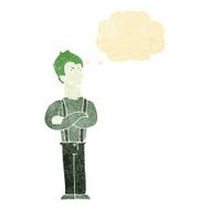 cartoon vampire with thought bubble N16
