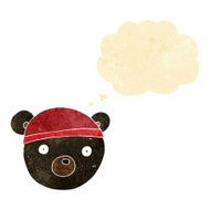 cartoon black bear face with thought bubble N4