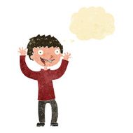 cartoon excited boy with thought bubble N8