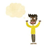 cartoon stressed man with thought bubble