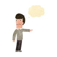 cartoon man pointing with thought bubble N12