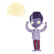 cartoon vampire boy with thought bubble