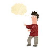 cartoon nervous man waving with thought bubble N4