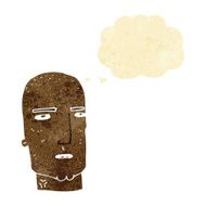 cartoon bald tough guy with thought bubble
