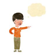 cartoon woman pointing finger of blame with thought bubble N2
