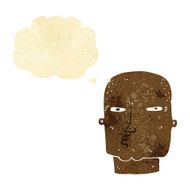 cartoon bald tough guy with thought bubble N2
