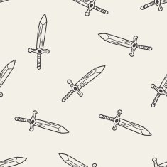 sword doodle seamless pattern background