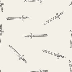 sword doodle seamless pattern background N2