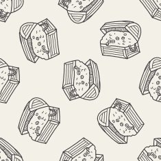 treasure chest doodle seamless pattern background
