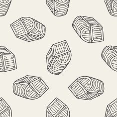 treasure chest doodle seamless pattern background N2