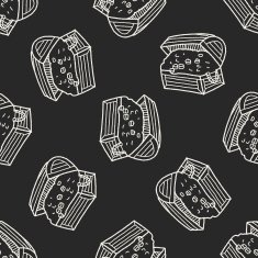 treasure chest doodle seamless pattern background N3