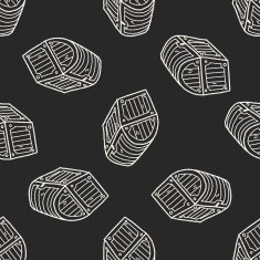 treasure chest doodle seamless pattern background N4