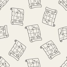 Treasure Map doodle seamless pattern background