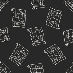 Treasure Map doodle seamless pattern background N2