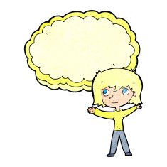 cartoon woman with text cloud space N2