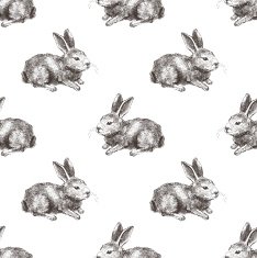 seamless pattern with hand drawn rabbit