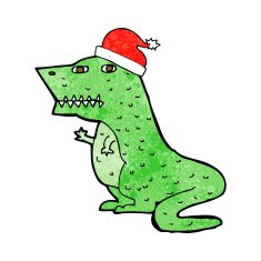 cartoon dinosaur in christmas hat N2