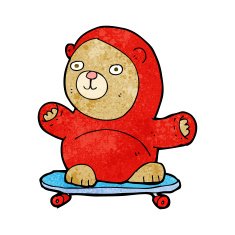 cartoon bear on skateboard N3