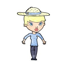 cartoon woman in summer hat N4