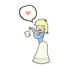 cartoon woman dropping handkerchief N2