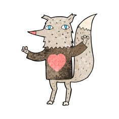cartoon wolf with love heart tee N2