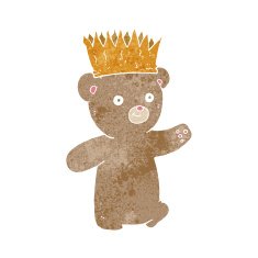 cartoon teddy bear wearing paper crown N2