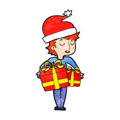 cartoon woman with gifts N3