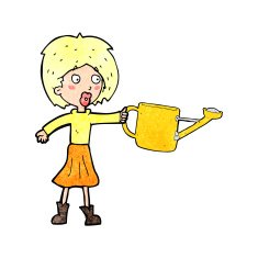 cartoon woman with watering can N2