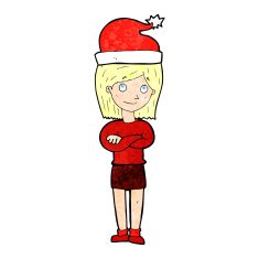 cartoon woman ready for christmas N39