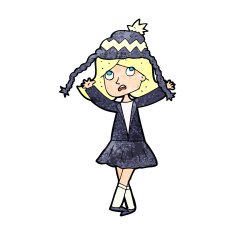 cartoon woman wearing winter hat N24