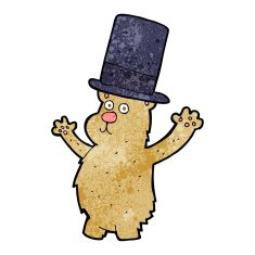 cartoon bear in top hat N4
