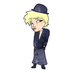 cartoon woman in bowler hat N2