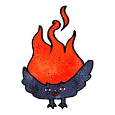cartoon flaming halloween bat N2