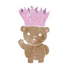 cartoon teddy bear wearing paper crown N3