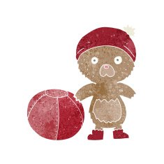 cartoon bear in hat with ball