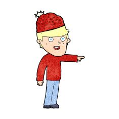 cartoon man wearing winter hat N32