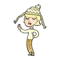 cartoon woman wearing winter hat N26