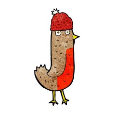 cartoon christmas robin wearing hat N3